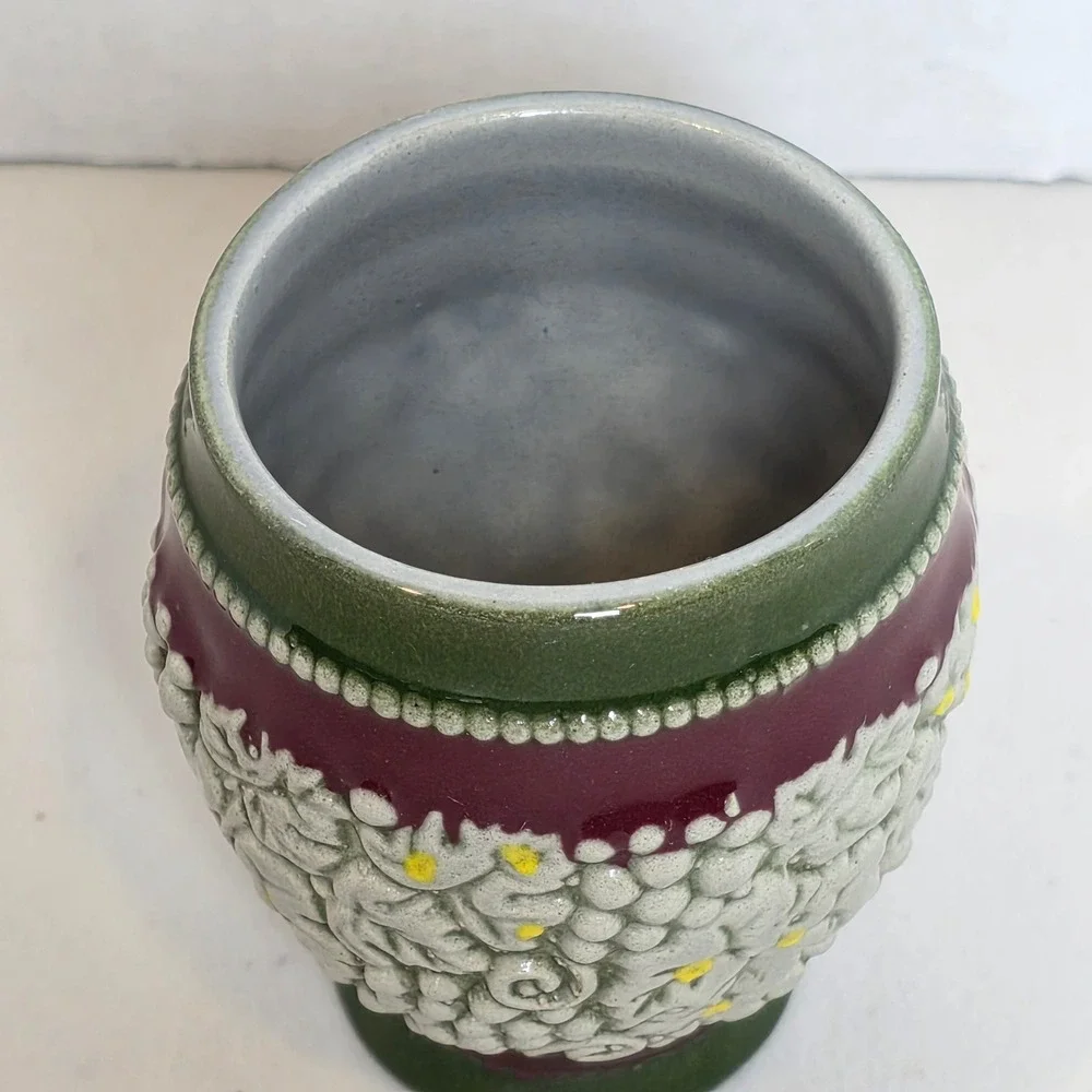 VTG Marzi Remy German Stoneware Replacement Wine Cup Grape Relief Burgundy Green